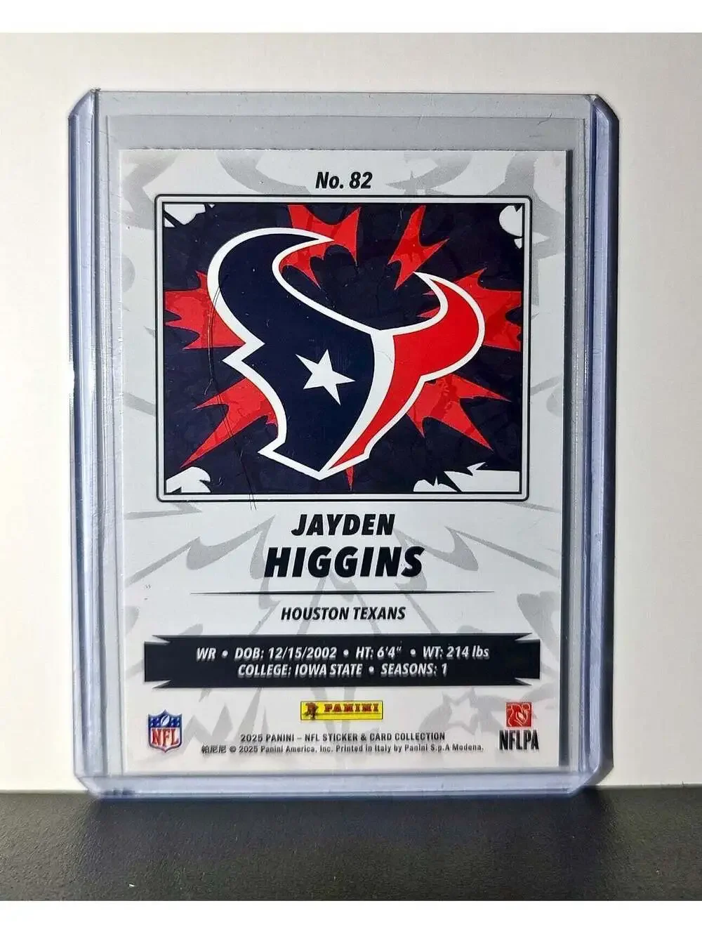 Jayden Higgins Rookie 2025 Panini NFL #82 Foil Sticker Card Houston Texans